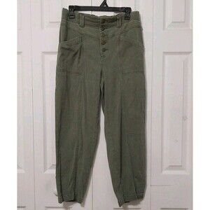 Knox Rose Woman's Army Green Utility Boho Button Fly High Rise Pants Size Small